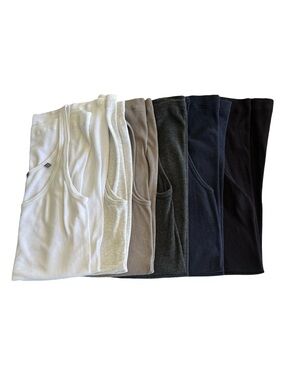 Bundle of 6 Vince Ribbed Knit Tank Tops White Gray Blue Black Cotton Womens